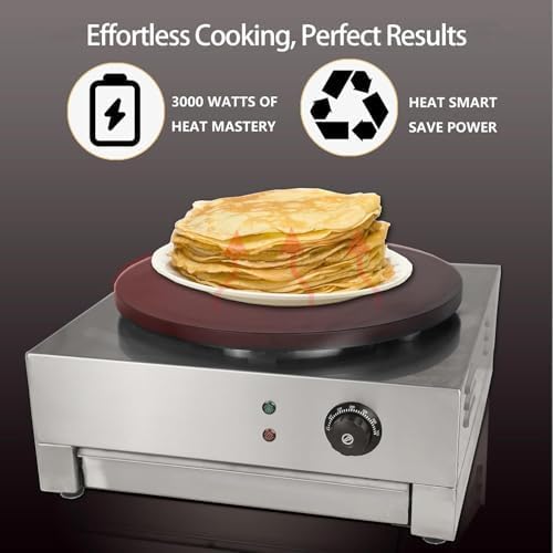 1500W Commercial Electric Crepe Maker - Adjustable Temperature Non-Stick Pancake Machine for Perfect Crepes, Pancakes, and Omelettes - Ideal for Restaurants and Home Use