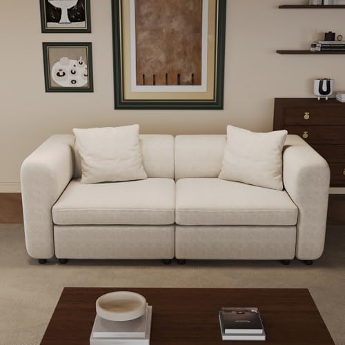 Miuuod Love Seaters Large Sectional Sofa, 2-Seater, Beige