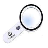 The Wolf Moon® Handheld 20x Magnifying Glass - Lens with 12 Leds - Lightweight Durable ABS Frame - Scratch Resist Clear Lens Loupe -Ideal for Reading, Crafts, Needlework, Jewelry, Hobbies