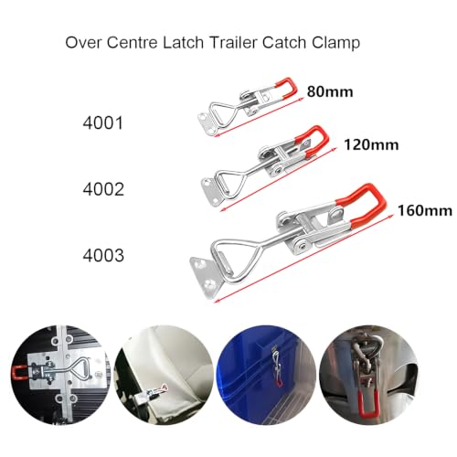 Chiloskit Lot de 2 colliers de serrage réglables en acier inoxydable 304 avec trou de verrouillage, capacité de maintien de 600 kg, pince à bascule robuste pour couvercle de fumoir, étui de rangement – vue 7