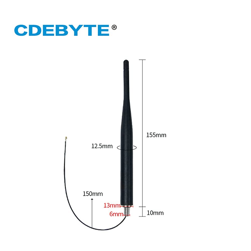 Antenna 868MHz 3dBi Asta di gomma IPEX-1 TX868-JZLW-15 per Logistica Sicurezza Outdoor