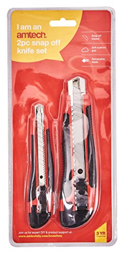 Amtech S0150 2pc Snap-Off Blade Disposable Retractable Knife Set, Craft Knives 2 Amtech S0150 2pc Snap-Off Blade Disposable Retractable Knife Set, Craft Knives - Image 2