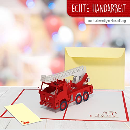 Lin17323, Pop Up 3D Greeting Card, Special Occasions, Birthdays, Anniversary, Love, Romance, Just Because, Thank You Note, Invitation, Get Well, Retirement, Farewell, Welcome, Graduation, Congratulation, Travel Voucher, Gift Card, Fire Truck, N216 #TOP3