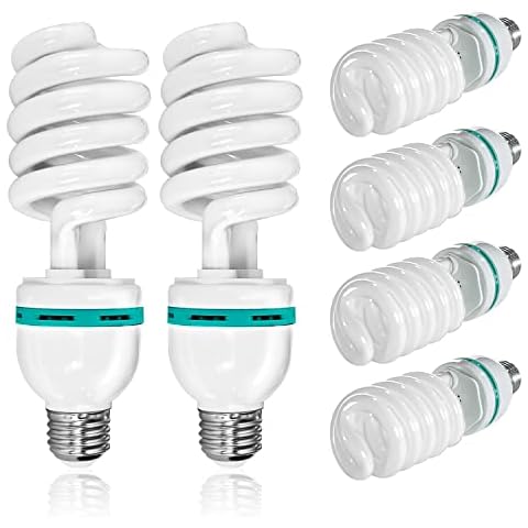 LimoStudio [6-Pack] 45W Full Spectrum Spiral Photo Light Bulb, Energy Saving 5500K Pure White Daylight Balanced CFL Light for Photography and Video, AGG2707 Cover