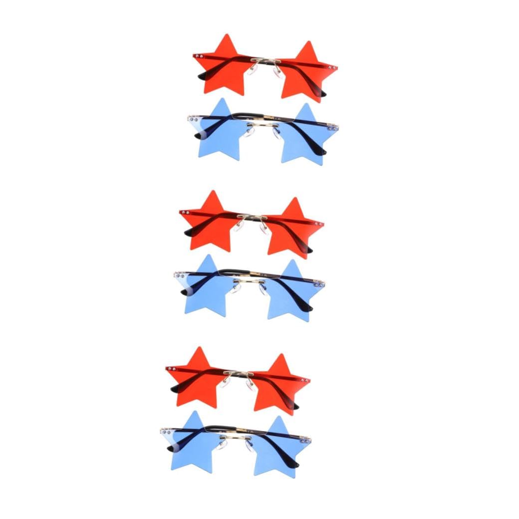 SHERCHPRY 6stücke Star Shaped Rimless Sunglasses Für Unisex Lustige Party-ausrüstung Für Unabhängigkeitstag Leicht Und Bequem Accessoires Für Festivals Und Cosplay-events