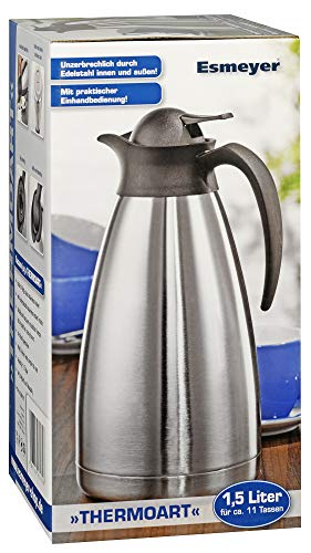 Foto von Esmeyer Isolierkanne Thermoart 1,5 Liter, Edelstahl, Silber/schwarz, 290-071,