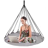 BHORMS Hanging Swing Nest, Daybed Saucer Style Lounger Swing Chair Nest with Pillow, Double Hammock for Indoor/Outdoor, 264 Pound Capacity