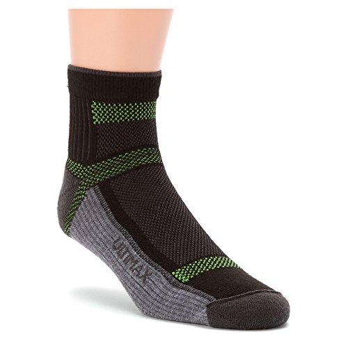 Wigwam Ultra Cool-Lite Quarter Sock - Black,Grey and green, Unisex, XL