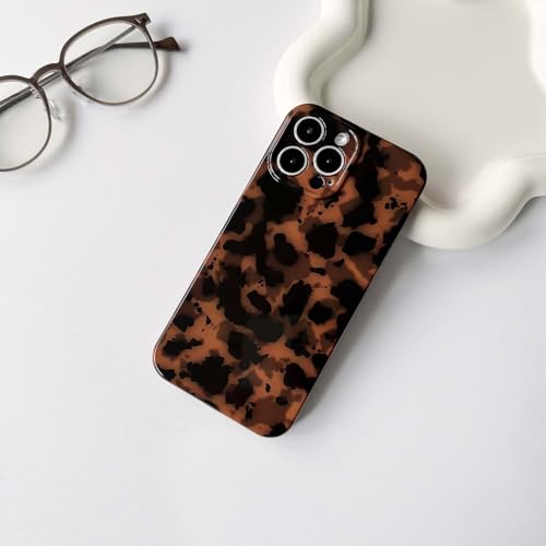 NITITOP Compatible with iPhone 15 Pro Max Case Cute Stylish Leopard Print Brown and Black Amber Aesthetic Design for Women Girls Men Soft TPU Shockproof Protective Cover - Black by NITITOP - Image 3