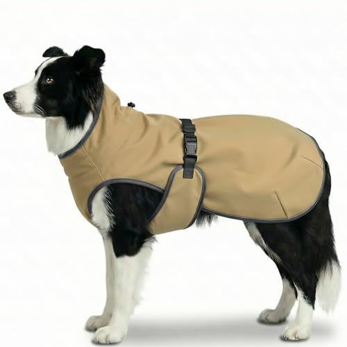 SKIPGEAR Dog Winter Vest with Fur-Safe Buckle (No Hook & Loop) Water-Repellent Fleece Lined Jacket 360 Reflective Leash Hole & Leg Straps Adjustable for Hiking & Active Dogs (Brown X-Large)