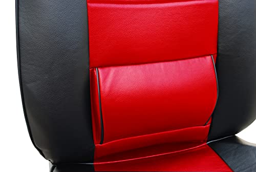 Protech 115306 Black/Red-Leather Like 2 Front Car Seat Covers With Lumbar Support For 4 Runner Camry Corolla Echo 2020 2019 2018-2007 #TOP3