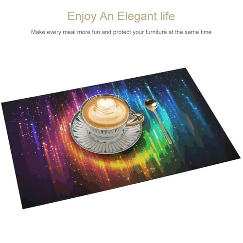 Sets de table en PVC fluo arc-en-ciel imperméables 30x45cm - 4