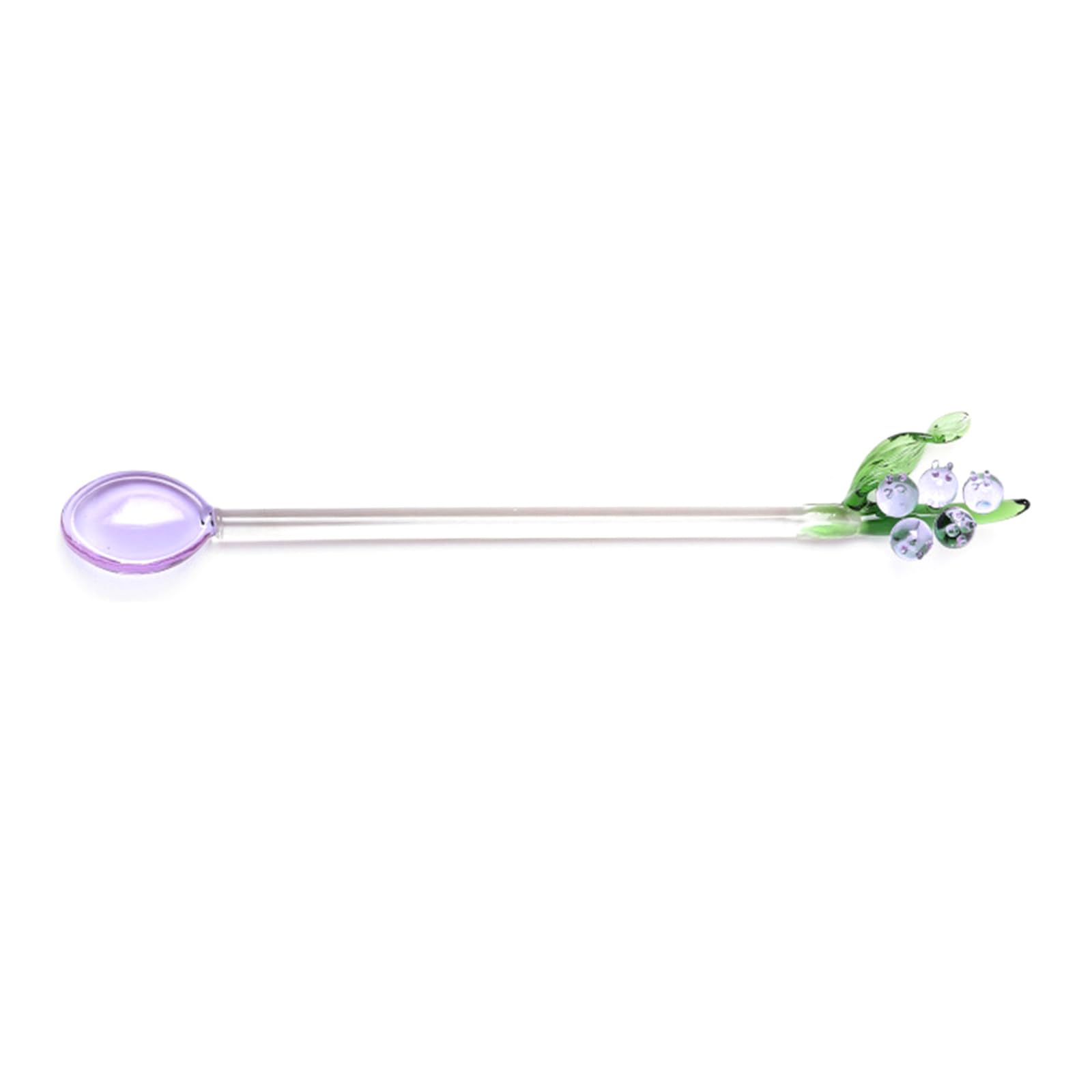 YS0911 Glass Stirring Spoon Bells Orchids Flower Stirring Rod Coffee Teas Mixing Spoon Drinkware Stirrer Spoon Restaurant Clear Petites Teaspoons Restaurant Utensils Spoon, Purple