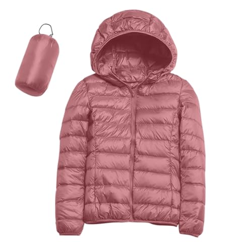 ZHIAN Plumíferos Con Capucha For Mujer, Plumíferos Ligeros, Chaquetas Ligeras, Chaquetas Acolchadas, Chaquetas De Invierno For Mujer(Pink,L)