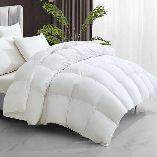 Maple&Stone California King Feather Down Comforter Lightweight White Down Duvet Insert Ultra Soft 100% Cotton Cover Fluffy California King Comforter 108 x 98 Inches - Thumbnail 7