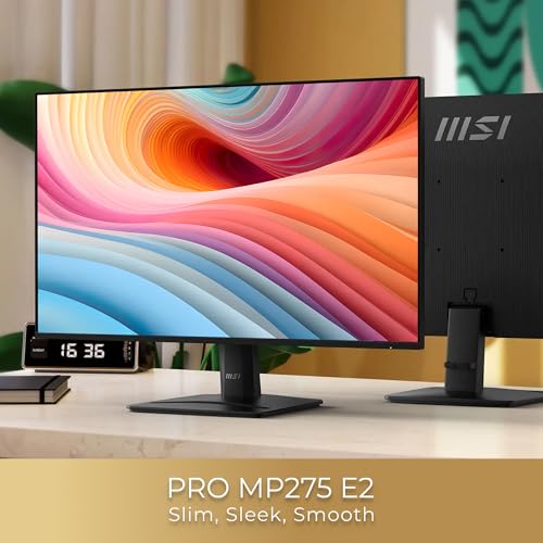 Image of msi PRO MP275 E2 27-inch IPS 1920 x 1080 (FHD) Gaming Office Monitor, 120Hz, Free-Synch, HDMI, DisplayPort, VGA Port, VESA Mountable, Tilt, Speaker, 4-Side Slim Bezel 1ms, Black