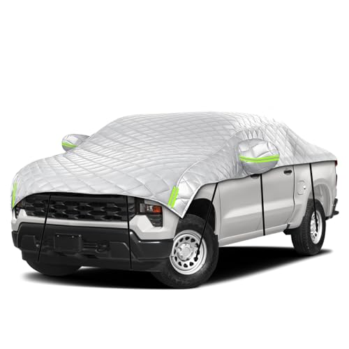 Kistrba Hail Car Cover for Full-Size Truck 220-235 Inches Long, 4-Layer Thickened Cotton Fabric Cover Protector, Custom Fit Folding Sun Shade Protection Blocker Windshield Cover
