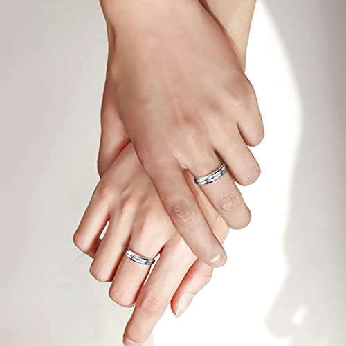 Couples Rings Set Matching Promise Rings Adjustable Wedding Trendy Titanium Stainless Steel Rings for Couples Valentines Day Jewelry (Heartbeat)2