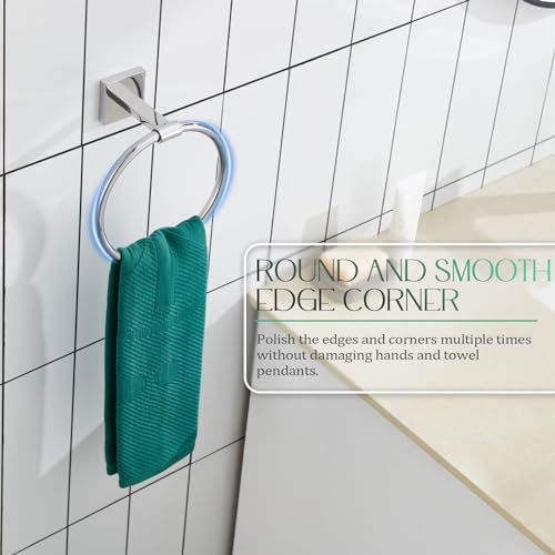 Image of KOKOSIRI Hand Towel Ring Chrome Towel Holders Shower Towel Hanger Bathroom Lavatory Hardware Polished Stainless Steel Wall Mounted, B3010CH