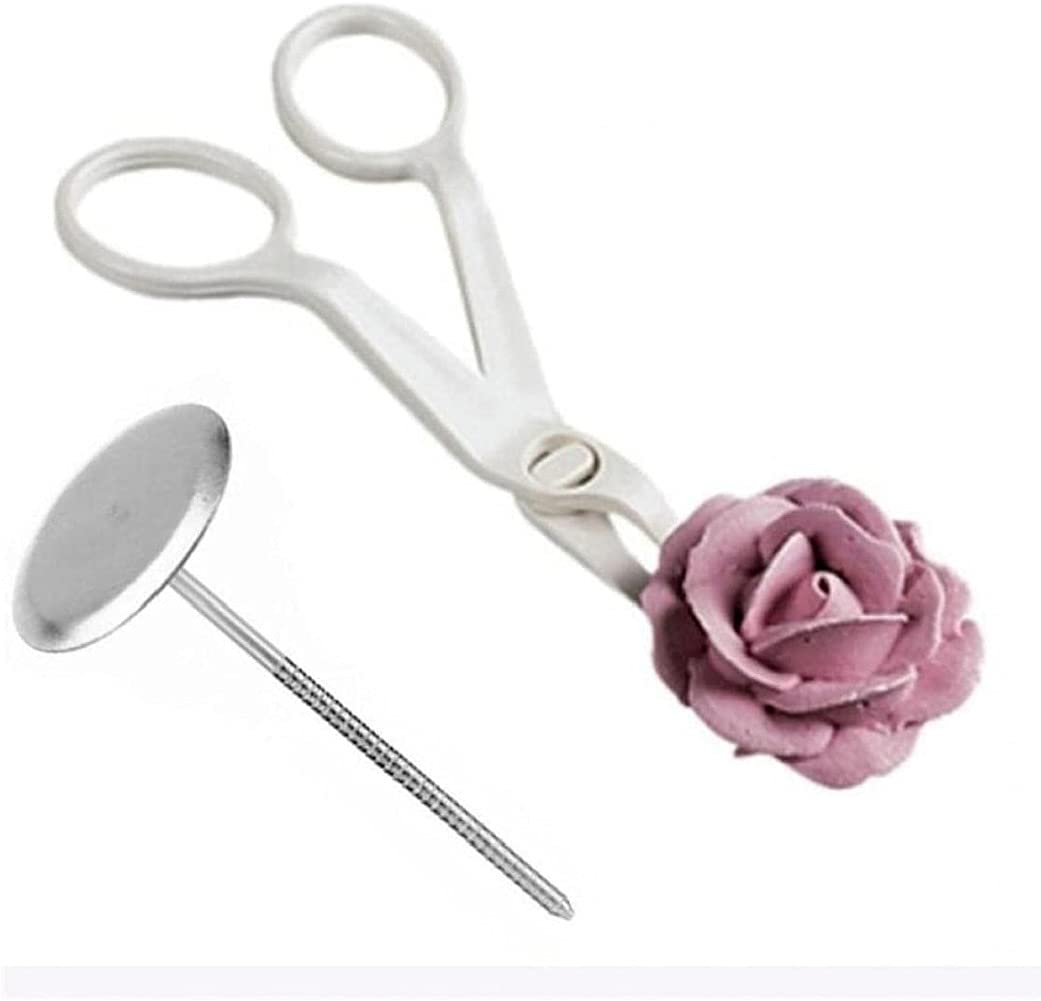 2 Pcs Piping Scissors Nail Rose Decor Lifter Fondant Cake Decorating Tray Cream Transfer Baking Technique Tools Nice and Professional