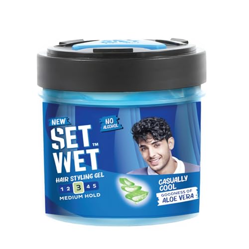 Set Wet Styling Hair Gel for Men - Casually Cool, 250gm | Medium Hold, High Shine | For Medium to Long Hair |No Alcohol, No Sulphate