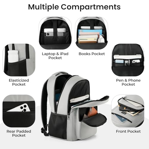 Image of YAMTION Laptop Backpack for Men, Black Backpack, School Backpack for Boys and Girls, Bookbag, Work BackpackFits 15.6 Inch Laptop and Notebook (Grey, 15.6 inch)