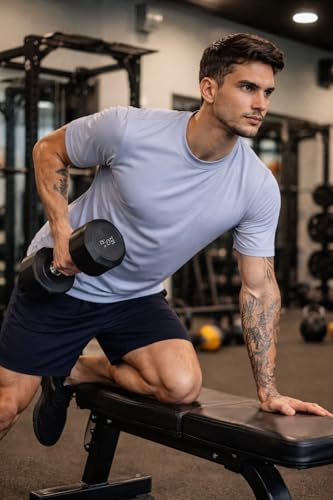 Image of Kvetoo Mens Dry Fit Gym T Shirt Quick Dry Sweat Proof Breathable Workout Tee Muscle Fit Athletic Sports T Shirt for Gym Running Training