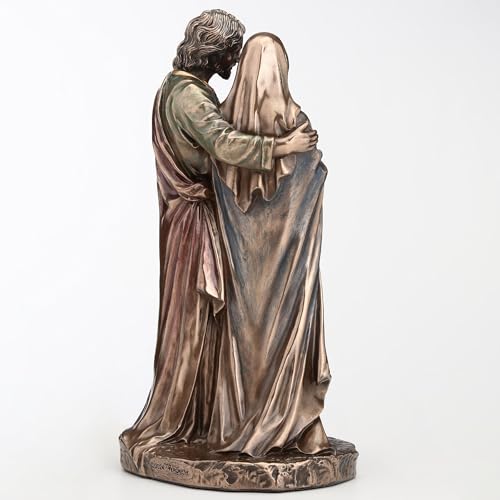 Escultura religiosa Familia Santa con acabado bronce miniatura 2