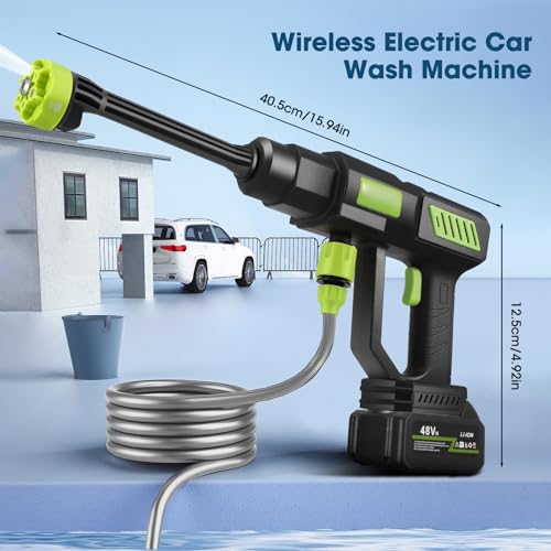 Cordless Pressure Washer, 725PSI 2x15Ah Portable Pressure with 2 Battery, 6 in 1 Cordless Power Washer Handheld Car Washing Kit with 6 Nozzle & 5M Hose for Car Garden Floor Cleaning and Watering - Image 8