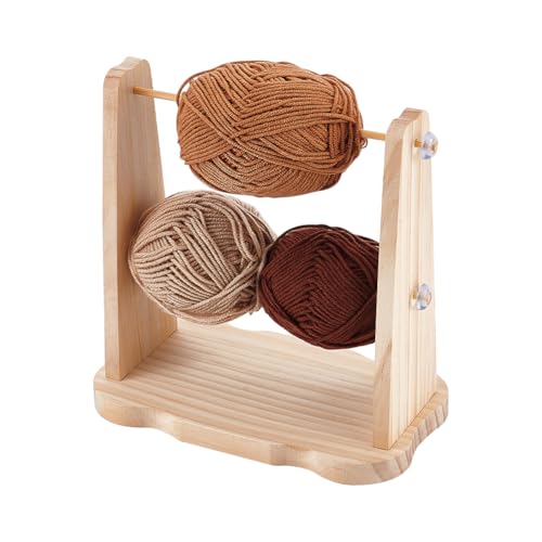 Image of PH PandaHall Wooden Crochet Yarn Holder Double Revolving Knitting Yarn Storage Handmade Yarn Spinner Portable Yarn Ball Holder Ribbon Holder for Wreath Mesh Crochet Thread Sewing Craft Yarn Tool Spool