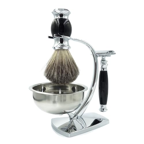 Magyfosia Shaving Kit,Double Edge Safety Razor with 10 Original Blades for Men,Badger Hair Shaving Brush and Bowl Kit,Stand Holder,Men's Grooming Tool Set