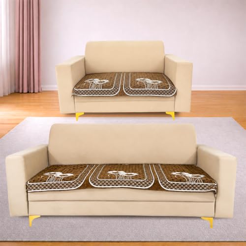 Image of Homerz Premium Chenille Fabric Sofa Cover | Soft, Durable & Dustproof | Decorative Couch Cover (Florida Chocolate, 5 (3+2) Seater, Only Seat Cover)