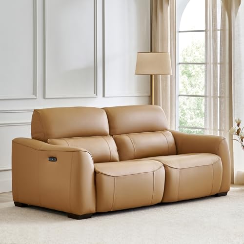 Image of Home Centre | Avelino Electric Half Leather 3-Seater Recliner | Recliner Sofa for Living Room | Pine Wood, Solid Wood | Brown | 1 Year Warranty