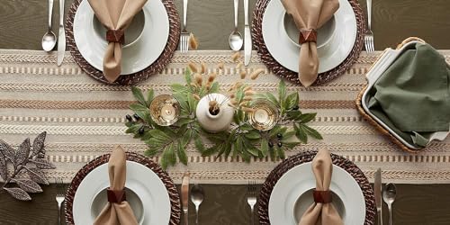 Image of The Home Talk Premium Cotton Designer Table Runner - 13x72 Inches - Elegant Decor for Dining Tables, Handcrafted Quality Table Runner for Wedding, Buffets, Hotel, Restaurants, Rustic Home Decor, Beige