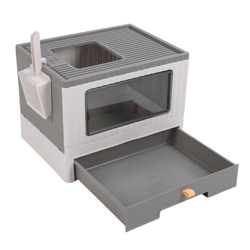 Arenero cerrado plegable para gatos grandes color gris miniatura 4