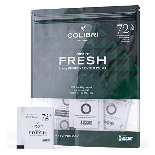 Colibri Fresh - Humidity Control Packs – Rh 72%, 8 Grams – 12 Two Way Humidity Packs - Keep Your Herbs, Reeds, Cigars & Instruments Fresh – Powered By