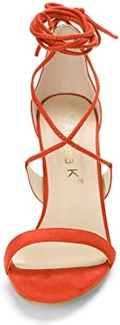 Allegra K Women's Stiletto Heel Lace-Up Orange Sandals 9 M US | Image 2