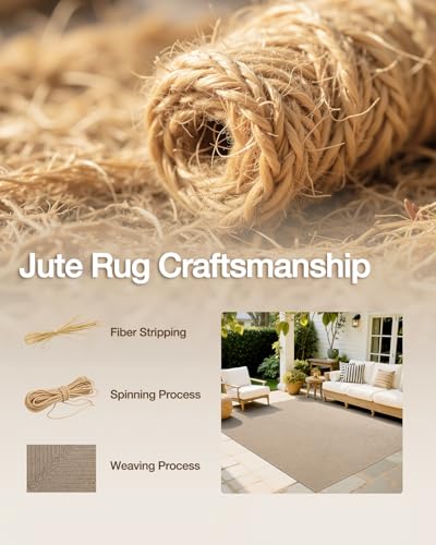Image of Handmade Rectangular Jute Carpet Beige - Natural Fiber Rug for Living Room & Bedroom | Eco-Friendly & Durable | Size 3x10 Feet, Color- Beige