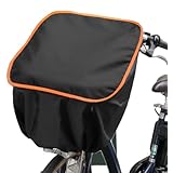 HIRO(ヒロ) 自転車 前かごカバー Basic ＆ HIGH ブラックベース×フチカラー 日本製 強撥水生地 軽快車 などの 丸型、角型に対応 (オレンジ)
