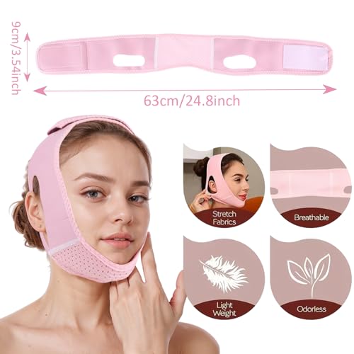 V Gesichtsmasken, Wiederverwendbare V-Linienmaske, Doppelkinn Entferner Lifting-Maske, Atmungsaktive V-förmige Gesichtslifting-Bandage, Anti-Falten-Maske zum Heben von Hals und Kinn