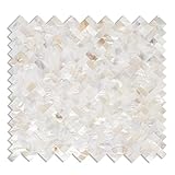Diflart Peel and Stick Mother of Pearl Backsplash Tiles, Herringbone, 6 Sq.ft, Pearl Shell Mosaic Tile for Kitchen Bathroom Wall Decor, Pack of 6 Sheets