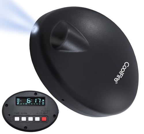 Coolfire Vibrating Alarm Clock for Heavy Sleepers – Atomic Auto Set, Bed Shaker Under Pillow, 4 Super Loud Alarms, Cordless Rechargeable, Hearing Impaired, Auto DST, LCD Backlight, Travel & Bedroom