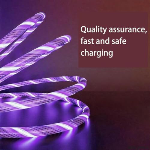 Image of 3 Combinations Multi Ports USB Charger Cable A to Micro USB /Type C PD Fast Charging Cord Light Up LED Current to be a Night Light Compatible with Most of Devices-39 inches Purple.