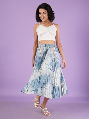 Image of OTABU | Exquisite Marble Elegance A-Line Printed Midi Skirt for Women