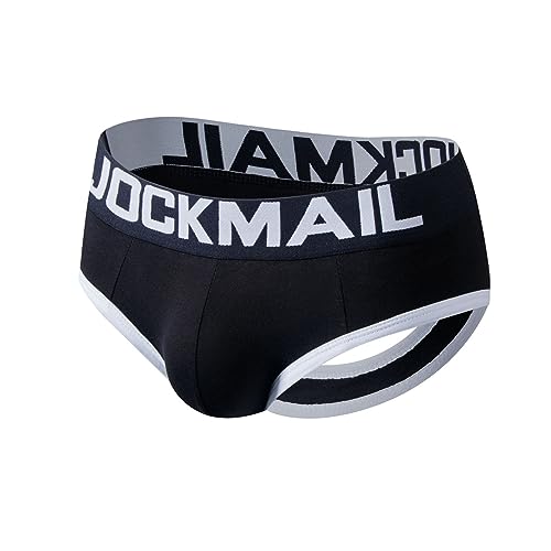 JOCKMAIL Men's Cotton Boxer Underwear Jockstrap Bottomless Mens Backless Trunks Brief Shorts
