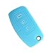 Price comparison product image Happyit Silicone Car Key Remote Cover Case fit for Ford Fiesta Focus 2 Ecosport Kuga Escape MK2 3 Buttons Flip Key (Light blue)