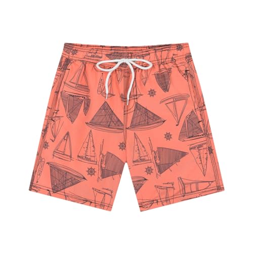 Acqua di Mare Bermuda Menino Verão 100% Poliéster Secagem Rápida (Barco Marrom, 8 anos)