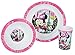 FUN HOUSE 005471, Disney Minnie, Set pasto Composto da Un Piatto, Una Ciotola e Un Bicchiere, per Bambini, in Polipropilene, Rosa, 26,5 x 8,5 x 24,5 cm