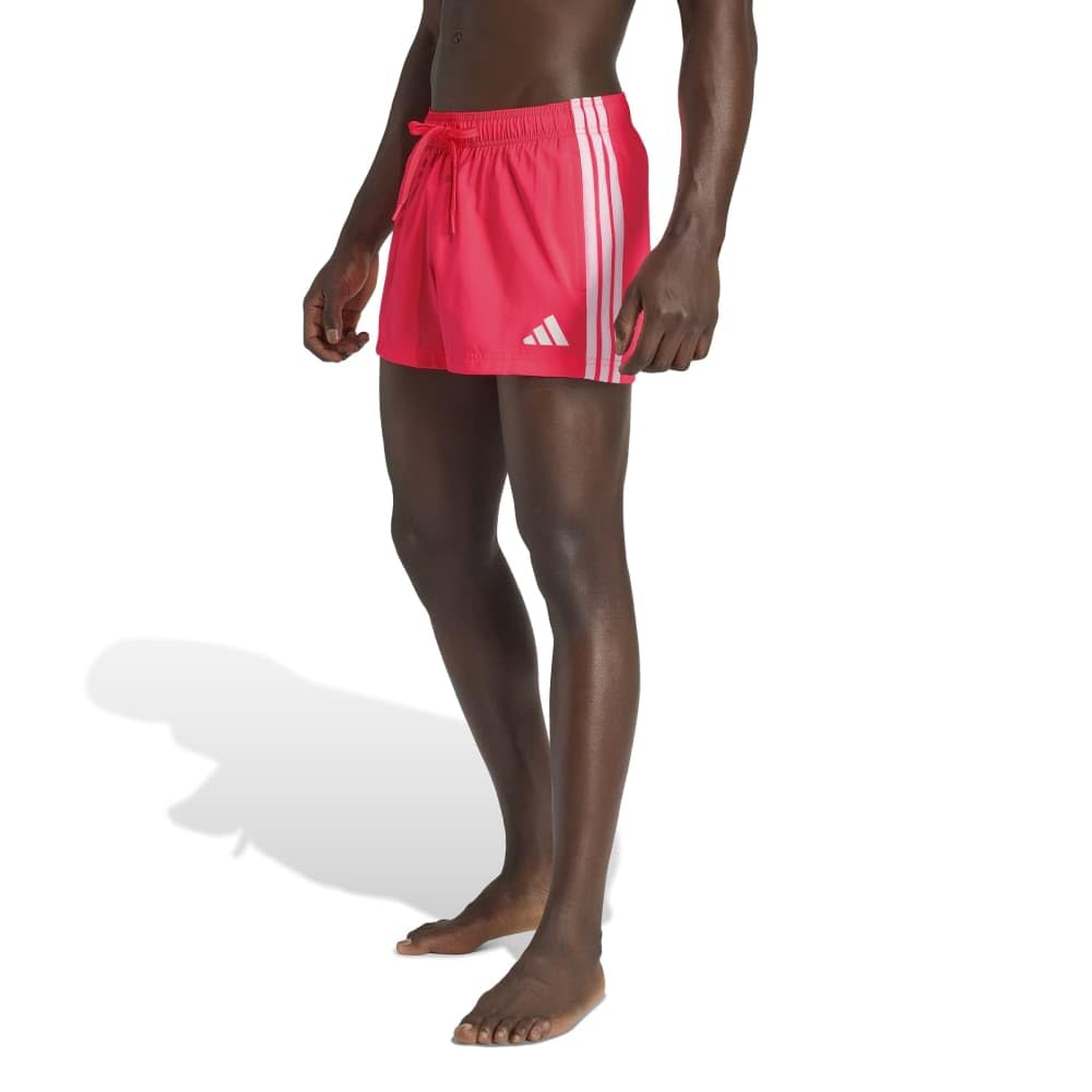 adidas Men's 3 Stripes Swim 3 Inch Swimwear, Solar Turbo/White, XS