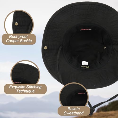 Image of Bucket Hat Wide Brim UV Protection Sun Hat Boonie Hats Fishing Hiking Safari Outdoor Hats for Men and Women
